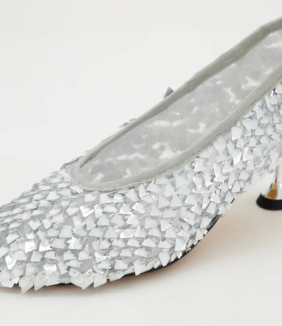 Mollini Amerli Pump Heels Silver Sequins