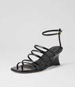 Mollini Fayte Wedge Heel Sandals Black Shine Leather