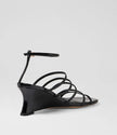 Mollini Fayte Wedge Heel Sandals Black Shine Leather