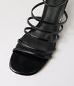 Mollini Fayte Wedge Heel Sandals Black Shine Leather