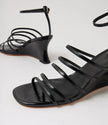 Mollini Fayte Wedge Heel Sandals Black Shine Leather