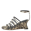 Mollini Fayte Wedge Heel Sandals Cream/Black Snake Print Leather