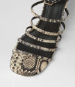 Mollini Fayte Wedge Heel Sandals Cream/Black Snake Print Leather