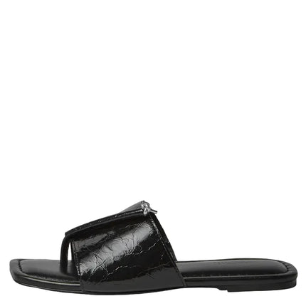 Mollini Misam Thong Sandals Black Crinkle Leather