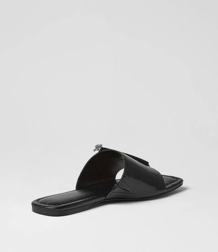 Mollini Misam Thong Sandals Black Crinkle Leather