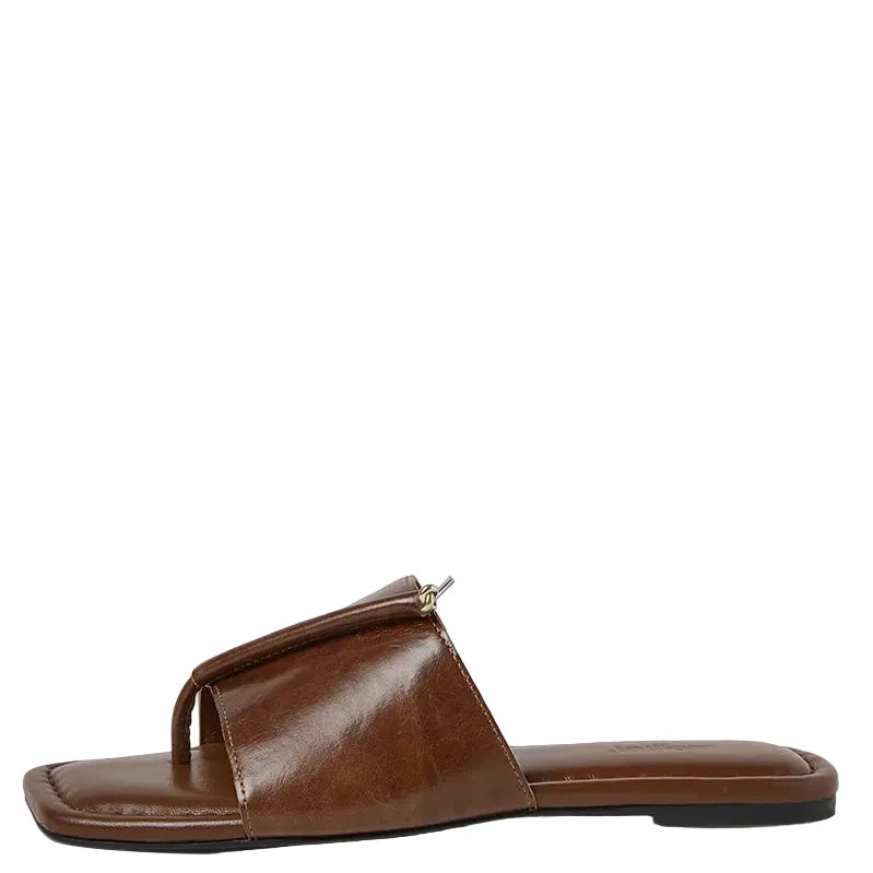 Mollini Misam Thong Sandals Tan Crinkle Leather