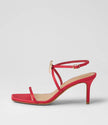 Mollini Piety Heart Detail Heel Sandals Red Satin