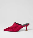 Mollini Fearnot Heart Detail Heel Mules Red Satin