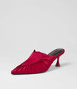 Mollini Fearnot Heart Detail Heel Mules Red Satin