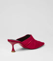 Mollini Fearnot Heart Detail Heel Mules Red Satin