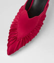 Mollini Fearnot Heart Detail Heel Mules Red Satin