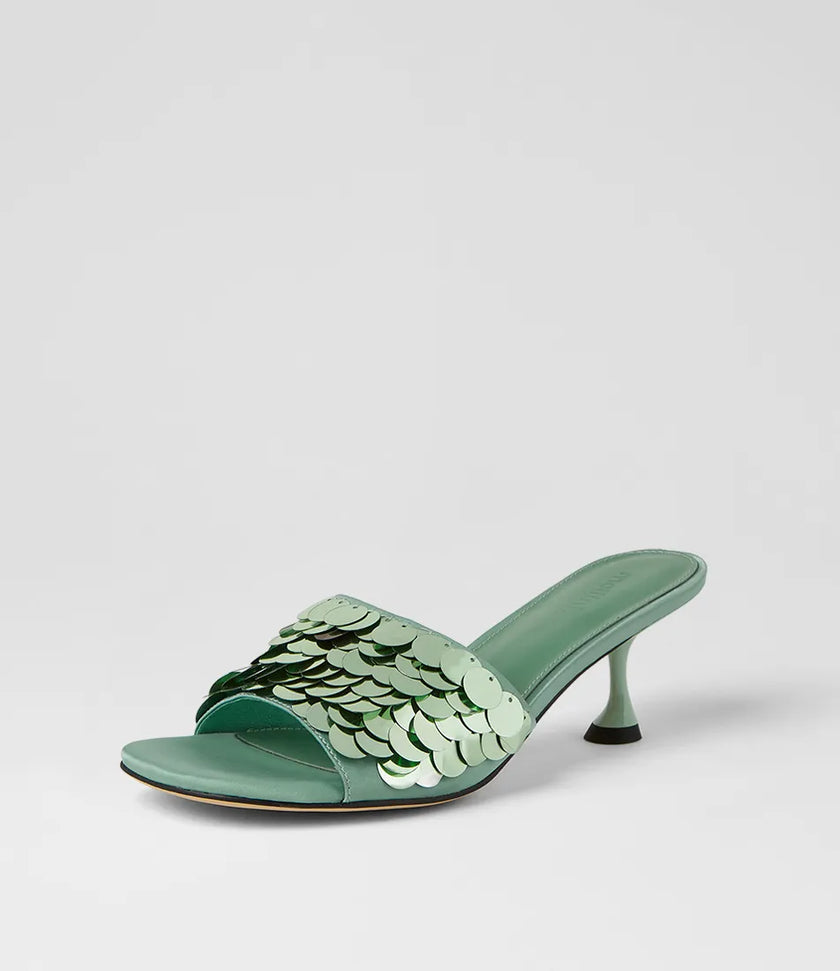 Mollini Ampale Sequin Mules Mint