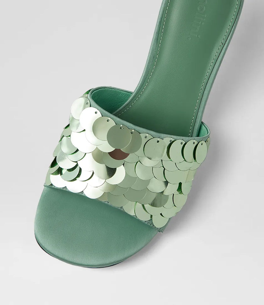 Mollini Ampale Sequin Mules Mint