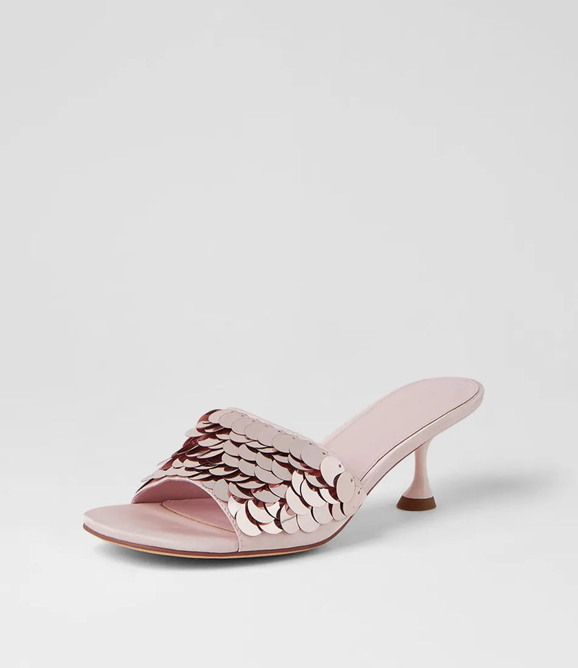Mollini Ampale Sequin Mules Pale Pink
