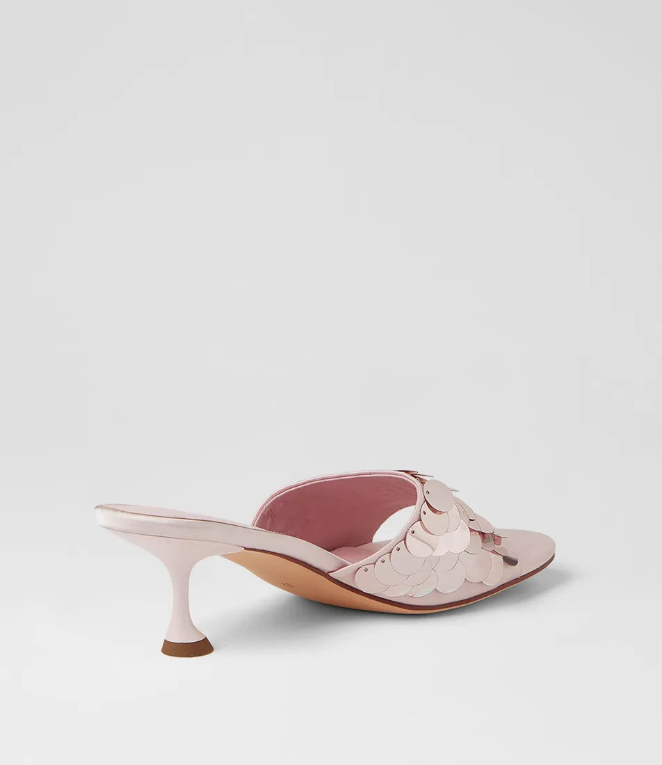 Mollini Ampale Sequin Mules Pale Pink