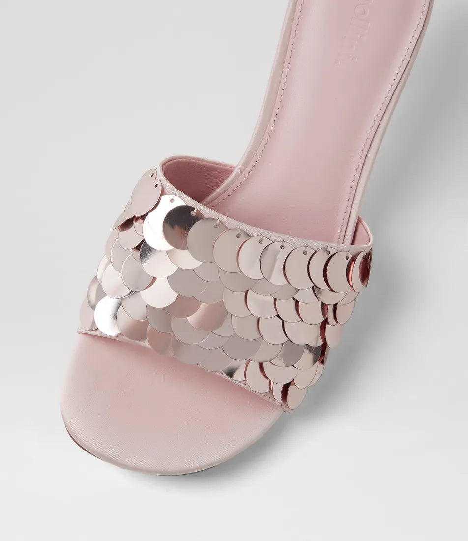 Mollini Ampale Sequin Mules Pale Pink