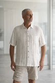 Rustic Linen Mark Short Sleeve Shirt White