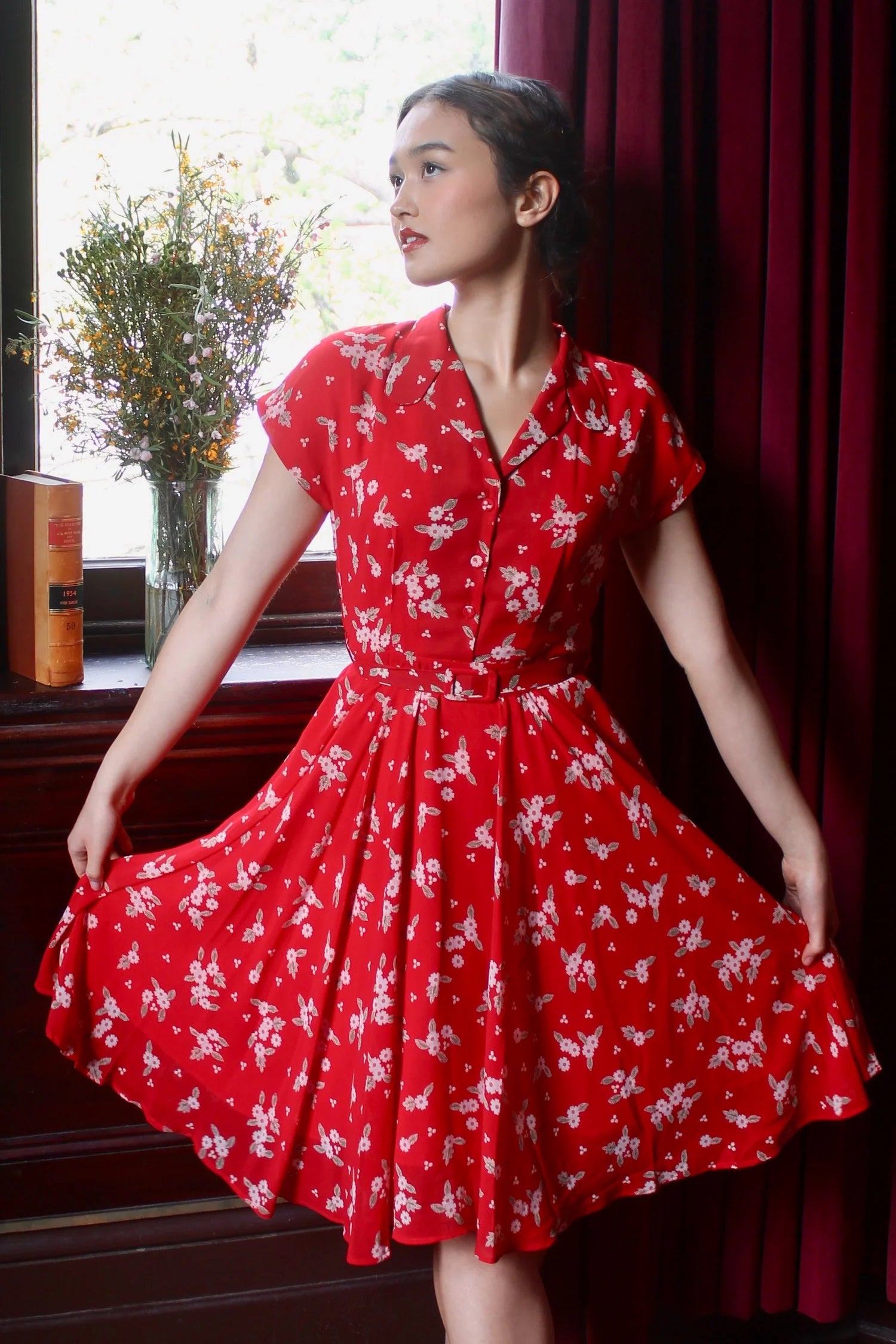 Elise Design Manette Floral Dress Red Floral