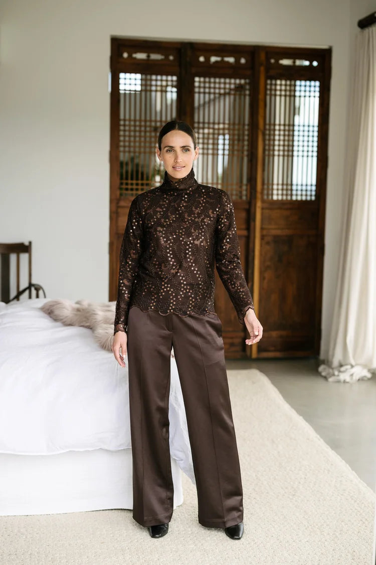 M. A. Dainty Jorge Top Bronze Sequins