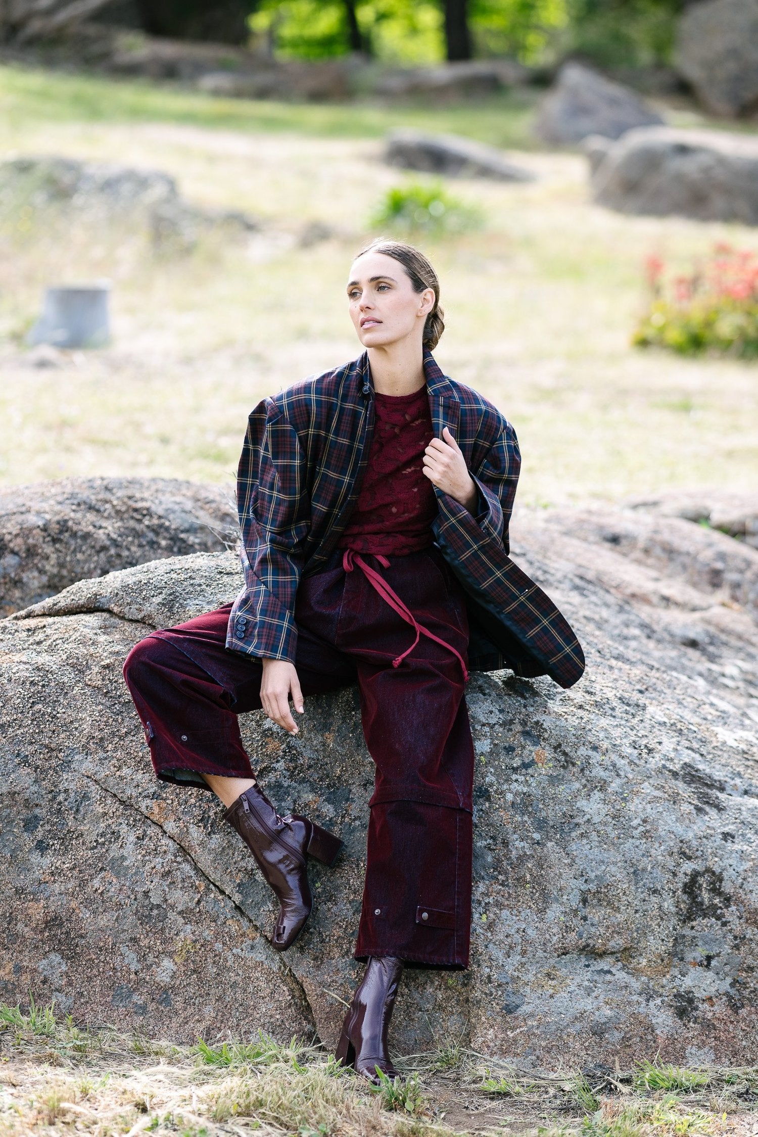 M. A. Dainty Skye Jacket Navy/ Red Check