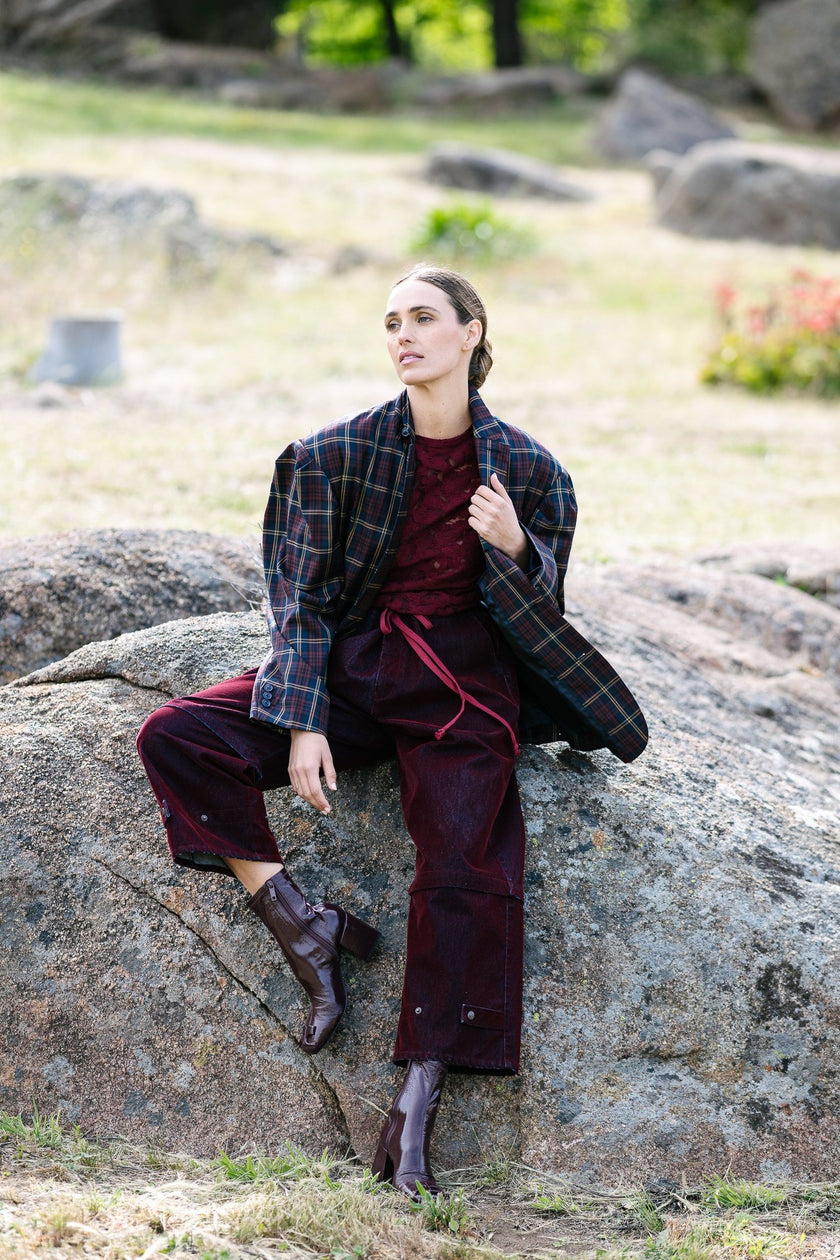 M. A. Dainty Skye Jacket Navy/ Red Check