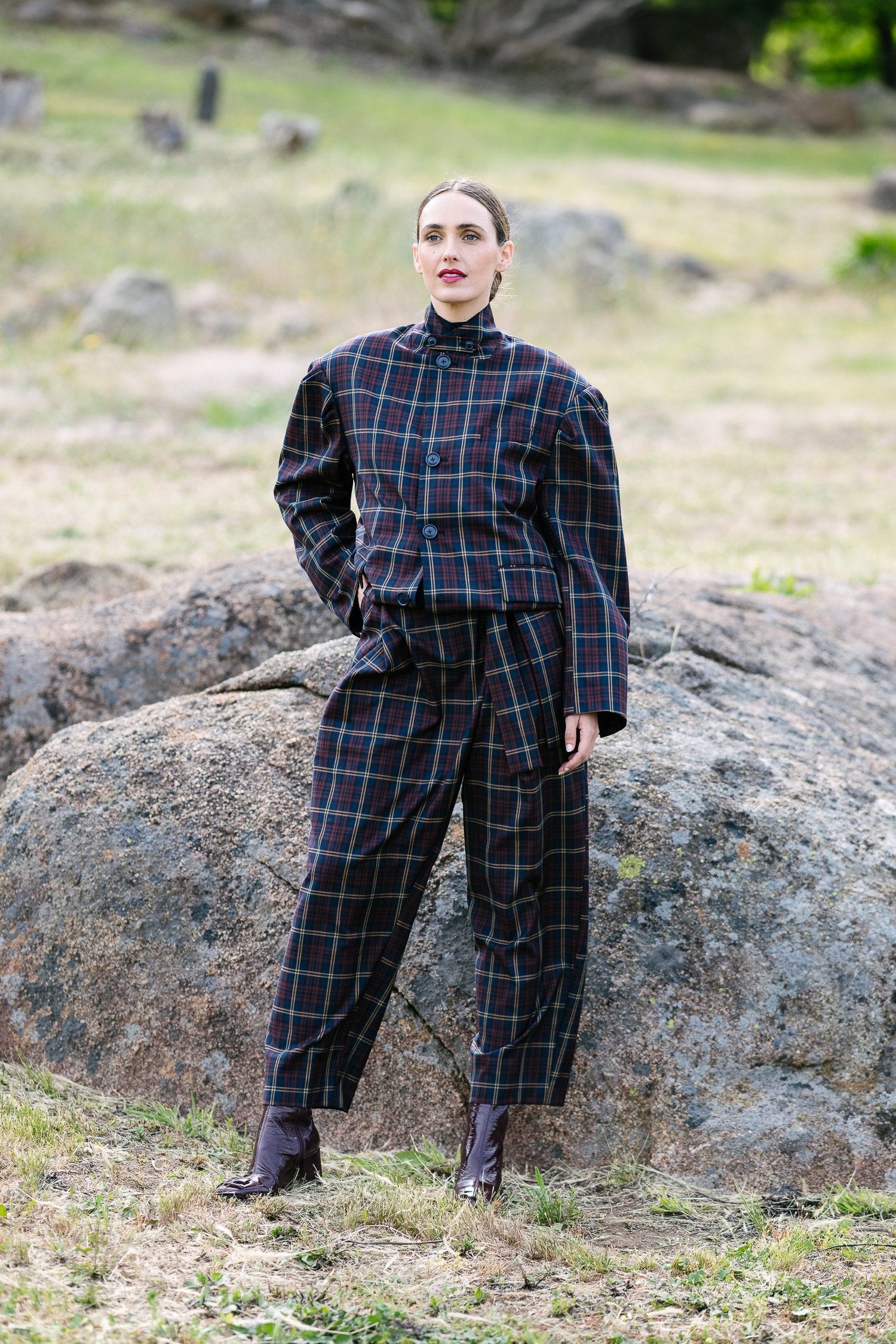 M. A. Dainty Skye Jacket Navy/ Red Check