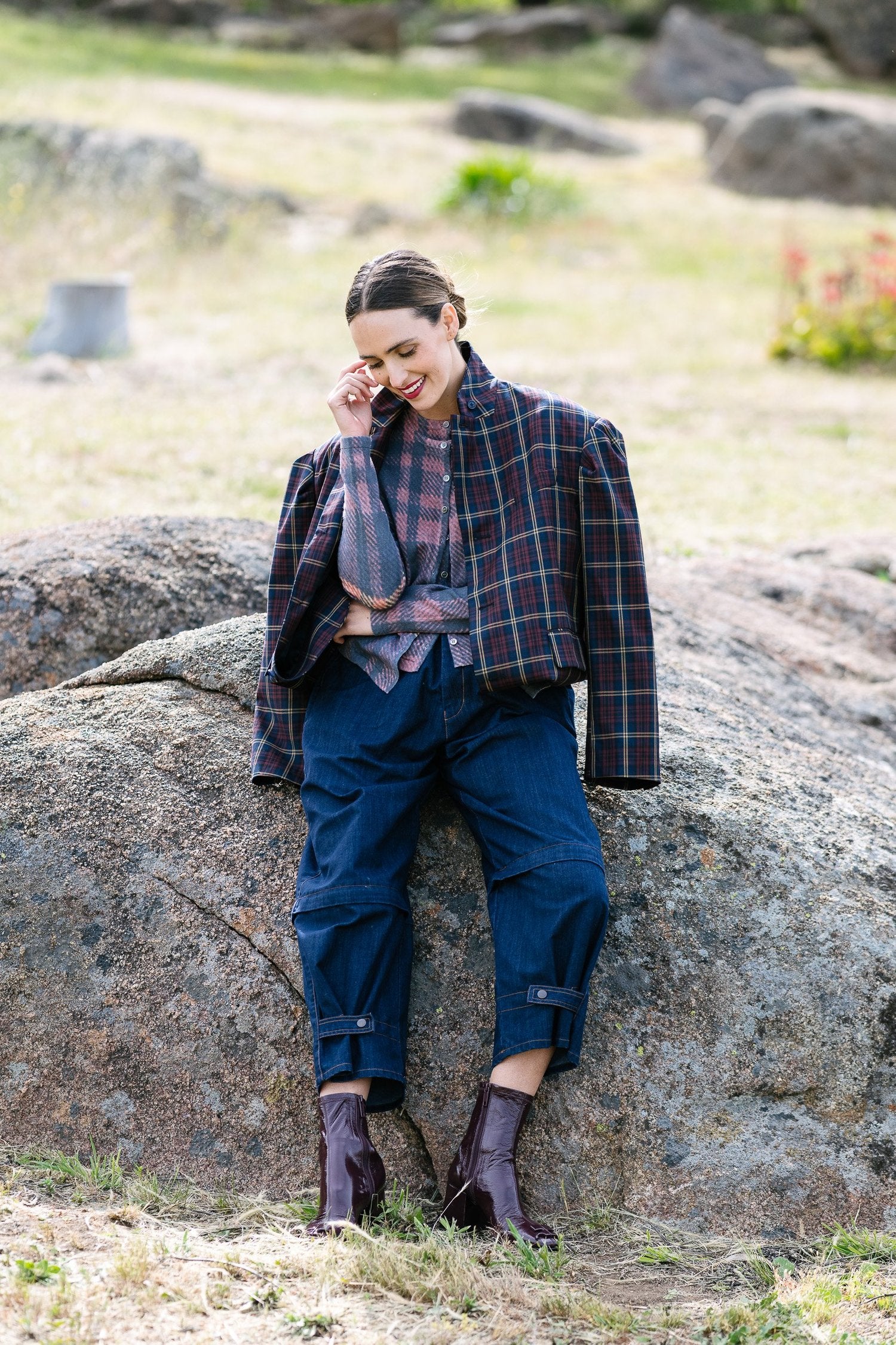 M. A. Dainty Skye Jacket Navy/ Red Check