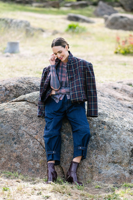 M. A. Dainty Skye Jacket Navy/ Red Check
