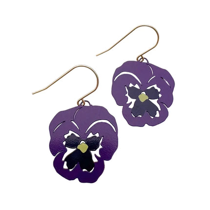 DENZ Pansy Flower Earrings Violet & Purple