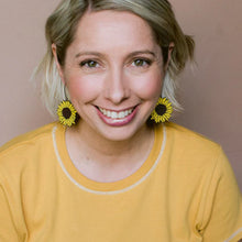 Load image into Gallery viewer, DENZ Midi Sunflower Earrings Black/Brown/Yellow
