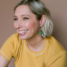 Load image into Gallery viewer, DENZ Midi Wattle Flower Earrings Black/Yellow/Green
