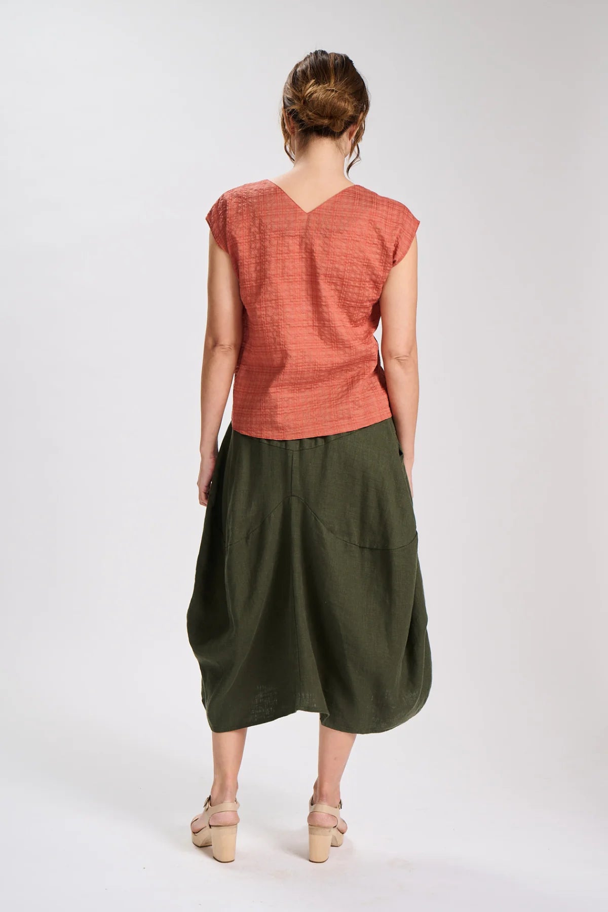 Olga De Polga Milwaukee Fiesta Skirt Khaki Slub Linen