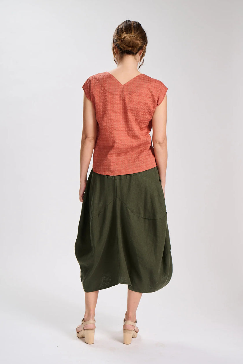 Olga De Polga Milwaukee Fiesta Skirt Khaki Slub Linen
