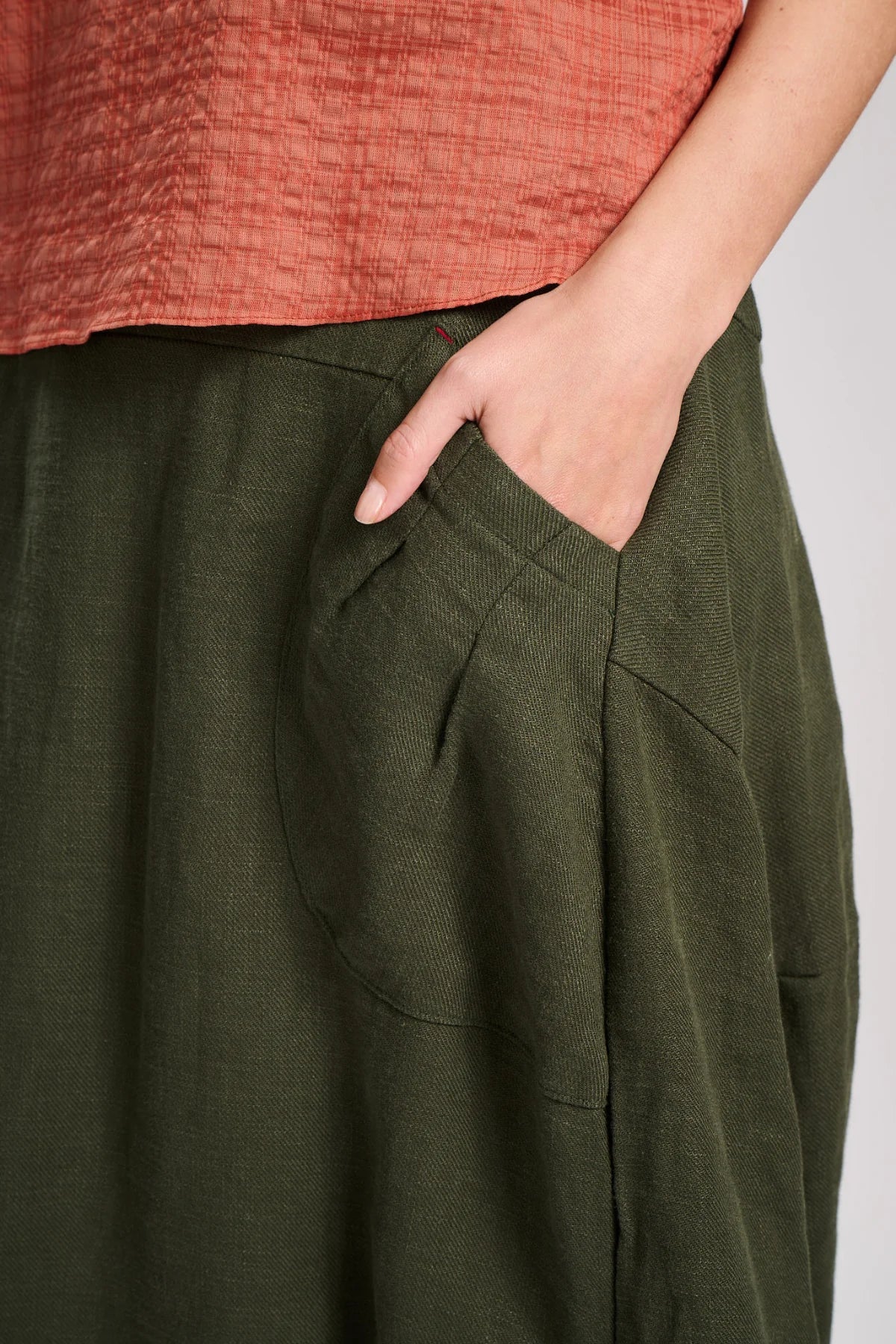 Olga De Polga Milwaukee Fiesta Skirt Khaki Slub Linen