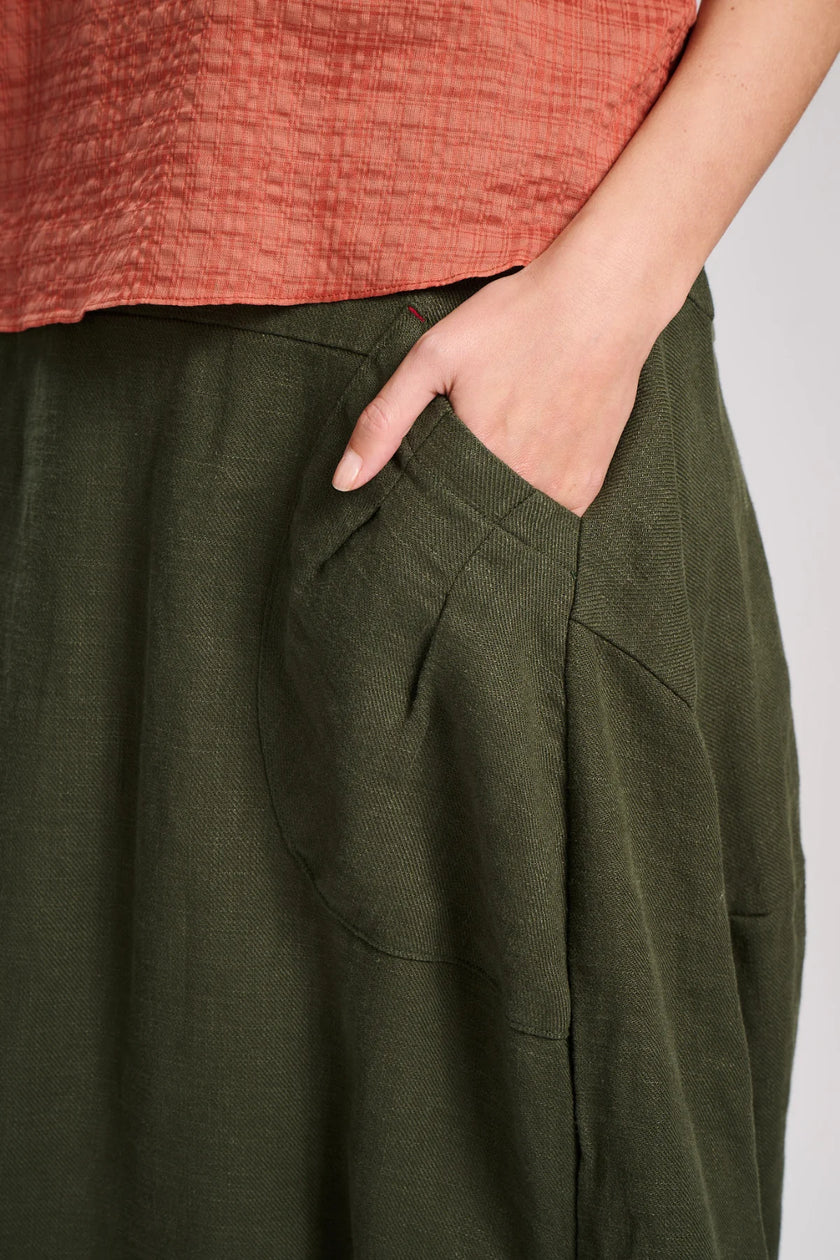 Olga De Polga Milwaukee Fiesta Skirt Khaki Slub Linen