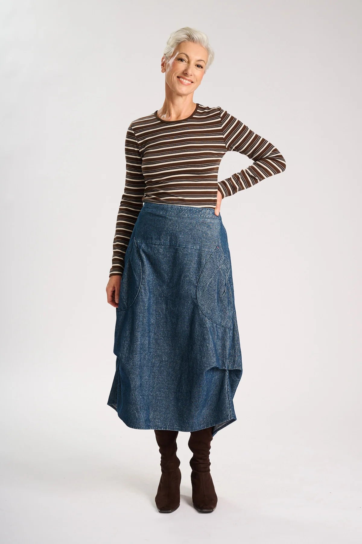 Olga De Polga Milwaukee Solis Skirt Cotton Cord Indigo