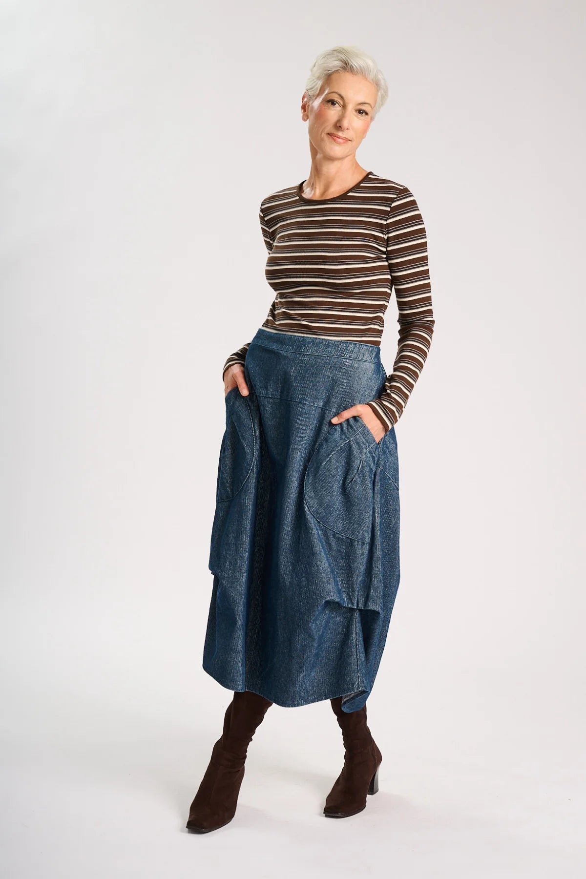 Olga De Polga Milwaukee Solis Skirt Cotton Cord Indigo