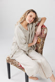 Miss Rose Sister Violet Teddie Linen Shirt Stone