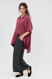 Miss Rose Sister Violet Teddie Linen Shirt Berry