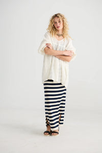 Miss Rose Sister Violet Sailor Rose Cotton Skirt Navy/ Cream Stripe