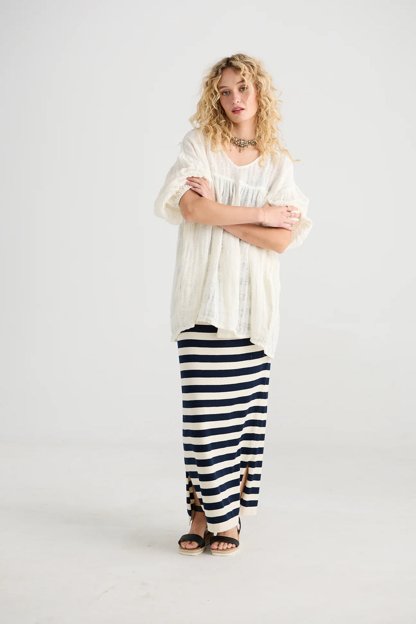 Miss Rose Sister Violet Sailor Rose Cotton Skirt Navy/ Cream Stripe