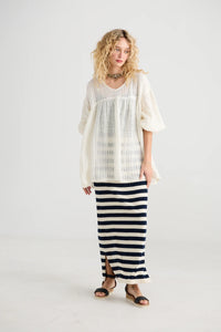 Miss Rose Sister Violet Sailor Rose Cotton Skirt Navy/ Cream Stripe