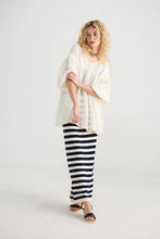 Load image into Gallery viewer, Miss Rose Sister Violet Sailor Rose Cotton Skirt Navy/ Cream Stripe
