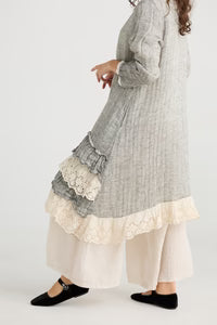 Miss Rose Sister Violet Florette Ruffle Coat Mist Grey