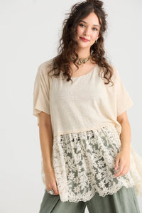 Miss Rose Sister Violet Lillibelle Lace/ Cotton Top Vanilla