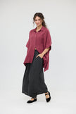 Miss Rose Sister Violet Teddie Linen Shirt Berry