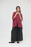 Miss Rose Sister Violet Teddie Linen Shirt Berry