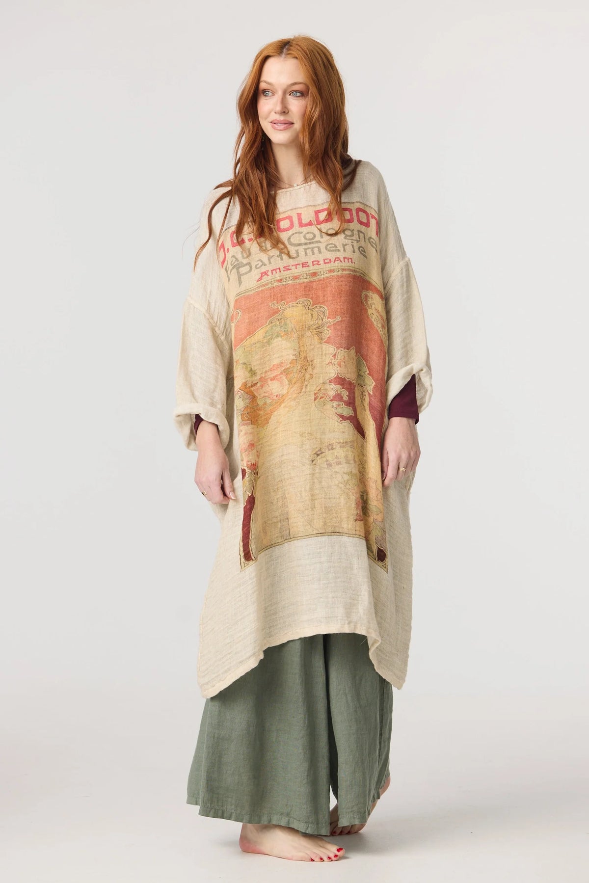 Miss Rose Sister Violet Isolde Linen Dress Tangerine Lady Print