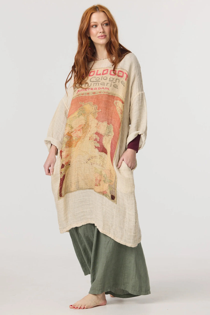 Miss Rose Sister Violet Isolde Linen Dress Tangerine Lady Print