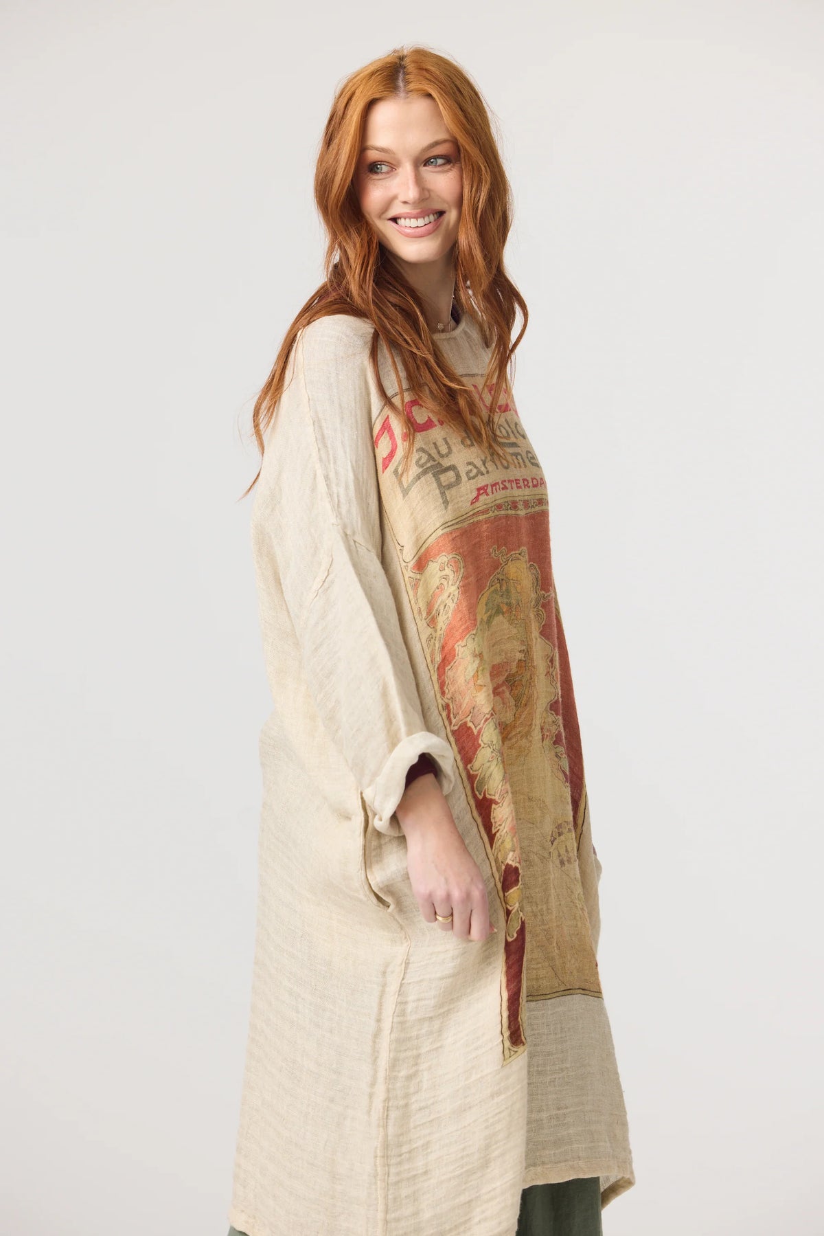 Miss Rose Sister Violet Isolde Linen Dress Tangerine Lady Print